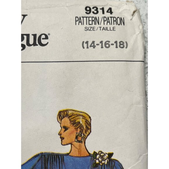 Very Easy Very Vogue 9314 Sewing Pattern Misses Top & Skirt Size 14-16-18 - Picture 2 of 3